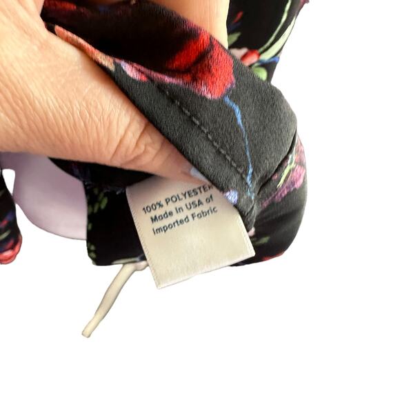 ALLISON JOY Womens Size Large Black Floral Button Down Scoop Neck Blouse - Picture 6 of 6